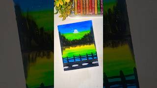🌅 Mesmerizing Sunset Landscape Oilpastels #Panting #shorts
