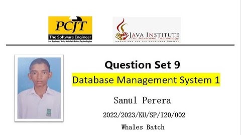 Database Management System Question set 9 video