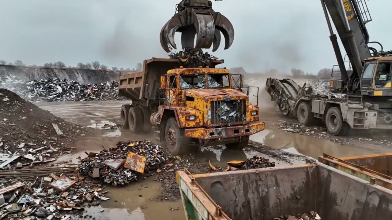 Steel Crash Moment – Magnet Arm Dropping Heavy Scrap