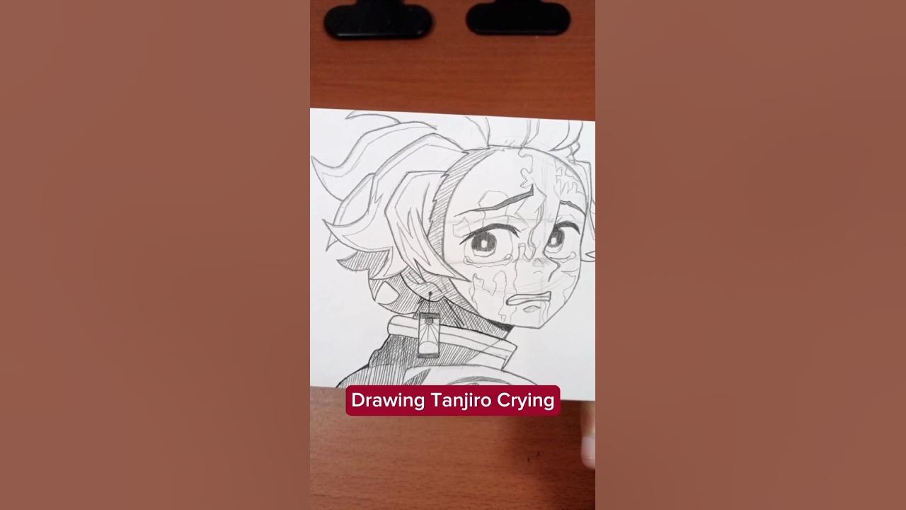 Sketchbook ✍️ ] Drawing #13 🥺 Tanjiro 😢 From Demon Slayer! Very Sad Scene  💔! Next Character ?🤓 Let me Know 😉 Pls ❓ #drawing #asmr…