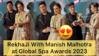 Evergreen Rekhaji With Fashion Designer Manish Malhotra exit Video from Global Spa Awards 2023?