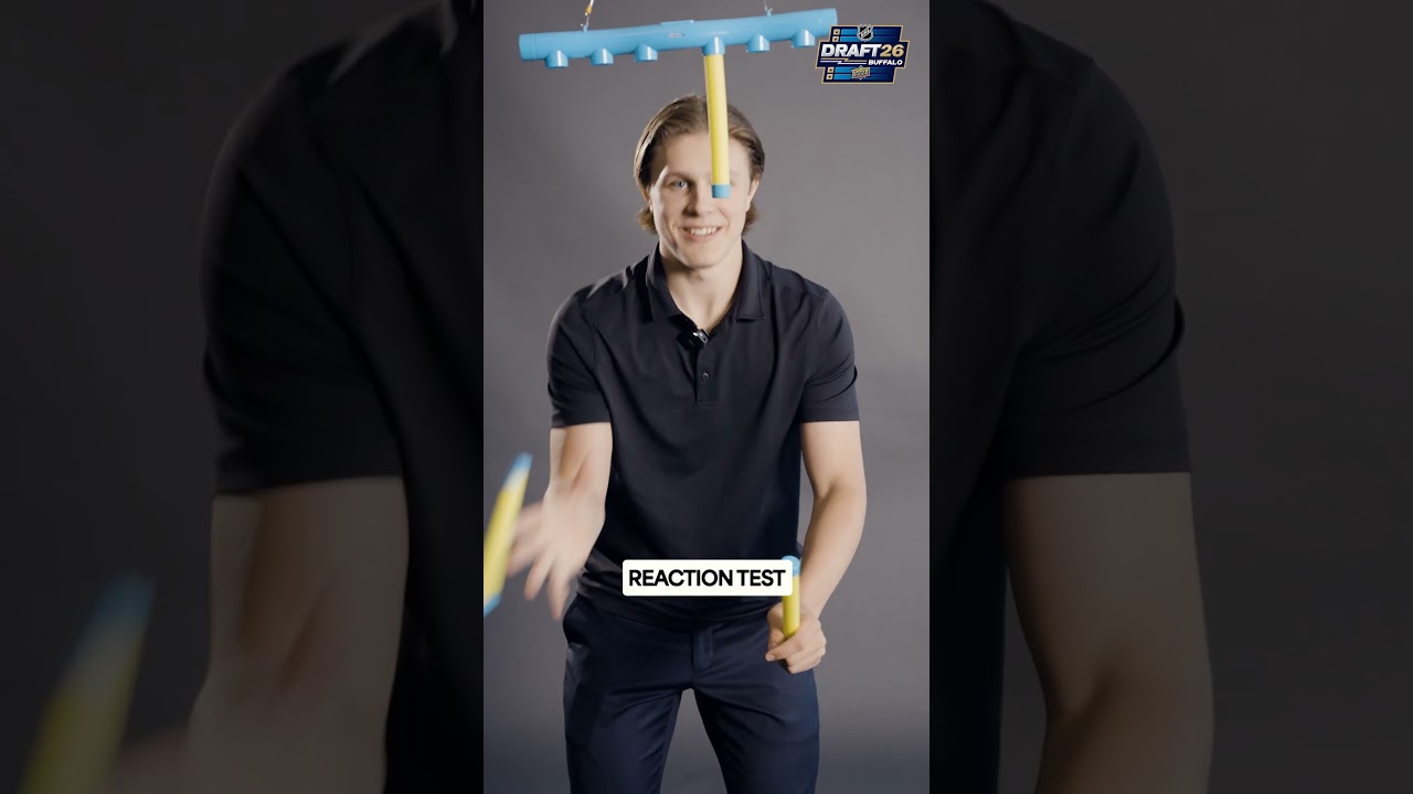 Ivar Stenberg, Sharks top pick, tests his skills at the Social Media Combine