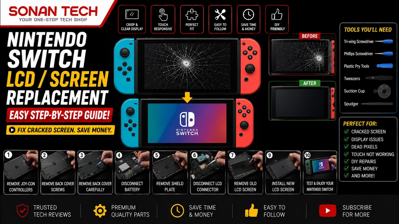 Nintendo Switch LCD / Screen Replacement – Easy Step-by-Step Guide