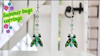 Cute and easy green bug earrings 🪲 #beadcrafts 