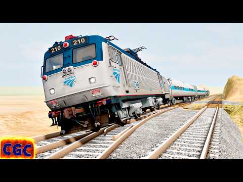 BeamNG Drive new Electric Amtrak AEM7 Train tests and crashes #1