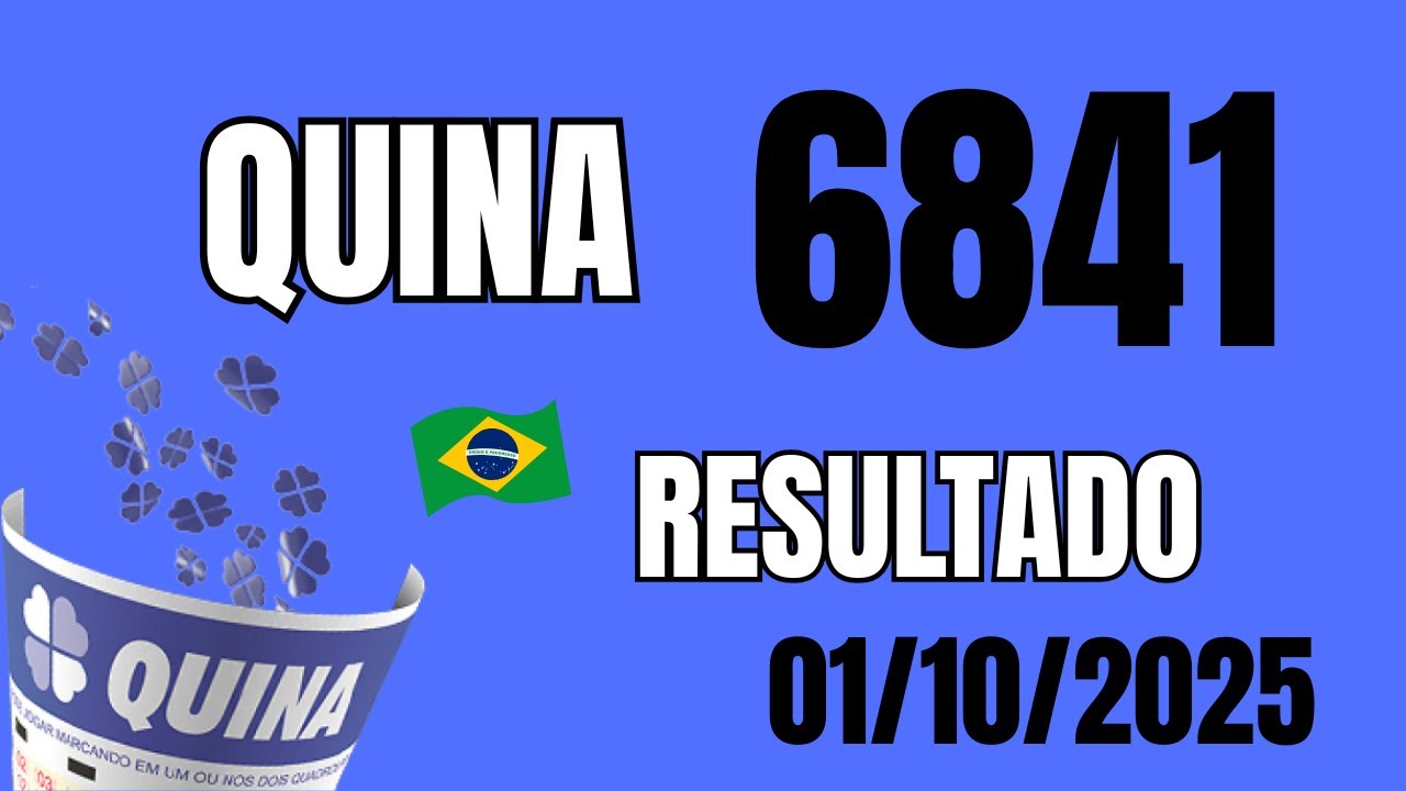 resultado da quina concurso 6841 - quarta feira - 01/10/2025 - YouTube
