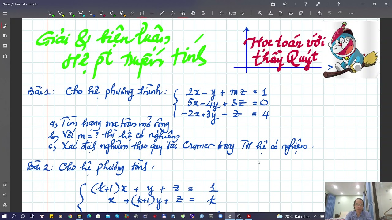 Bài tập chương 2 || Hệ phương trình tuyến tính || Giải và biện luận theo tham số (P1)