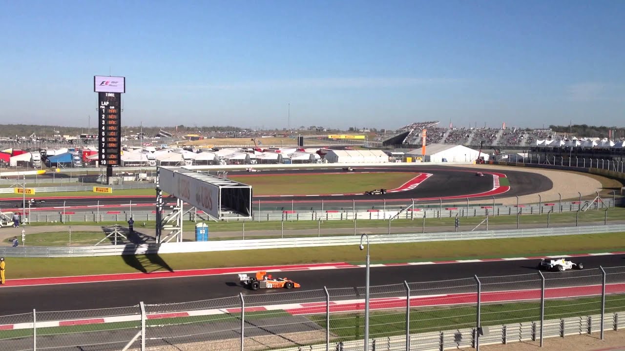Historic F1 Grand Prix pace lap at Circuit of the Americas.