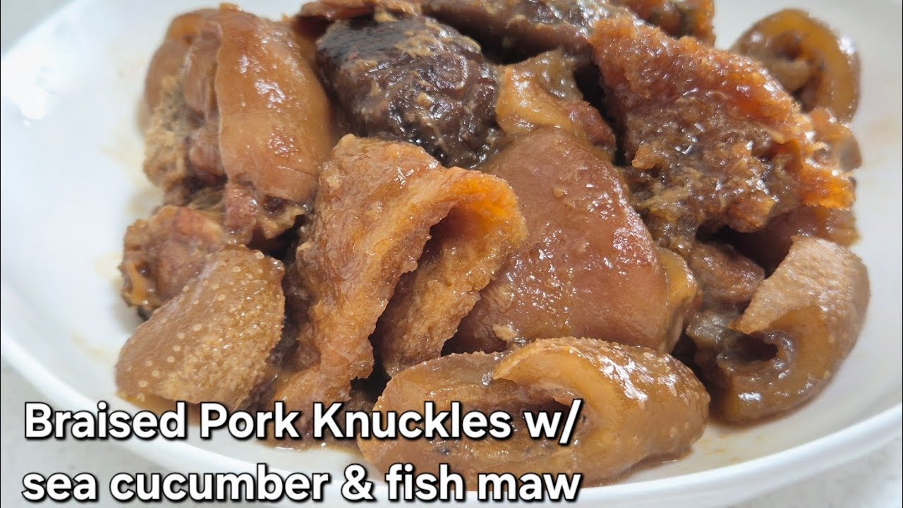 CNY dish|Braised pork knuckles w/sea cucumber & fish maw 海参鱼瞟焖猪手 #shorts #cny #pork #cooking #recipe