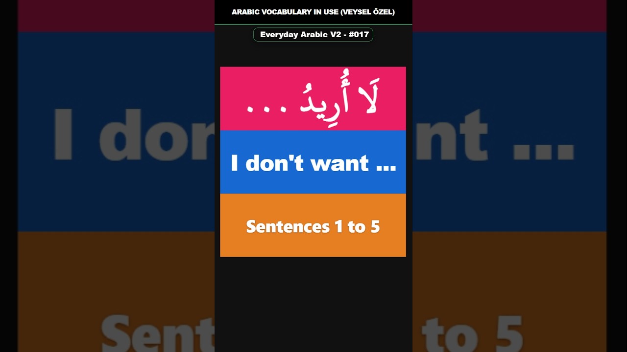 Everyday Arabic V2 Shorts #017 (1–5) | لَا أُرِيدُ ... | I don't want ...