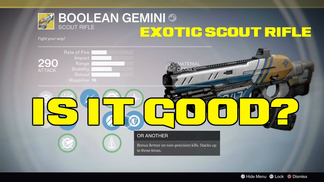 Boolean Gemini Exotic Scout Rifle Destiny: Boolean Gemini - Exotic Scout Rifle (Is It Good?)#63 - PVP Gameplay & Review - YouTube