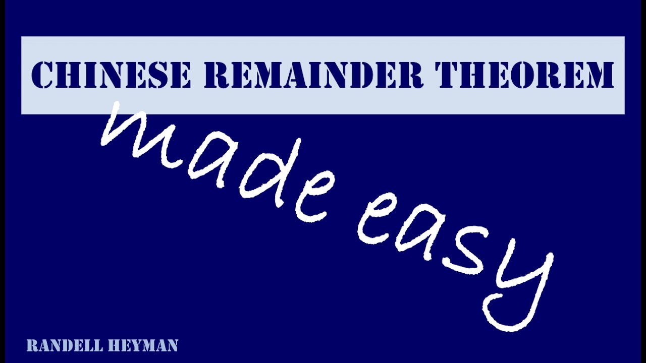 The Chinese Remainder Theorem made easy - YouTube