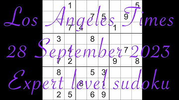 Sudoku solution – Los Angeles Times 28 September 2023 Expert level