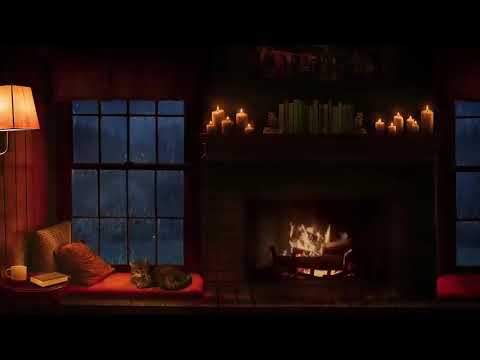 Звук Костра Камина И Дождя За Окном Для Сна Rain And Fireplace Sounds At Night 8 Hours For Sleeping