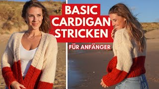 Strickjacke stricken für Anfänger | Anleitung für einfachen Basic Cardigan