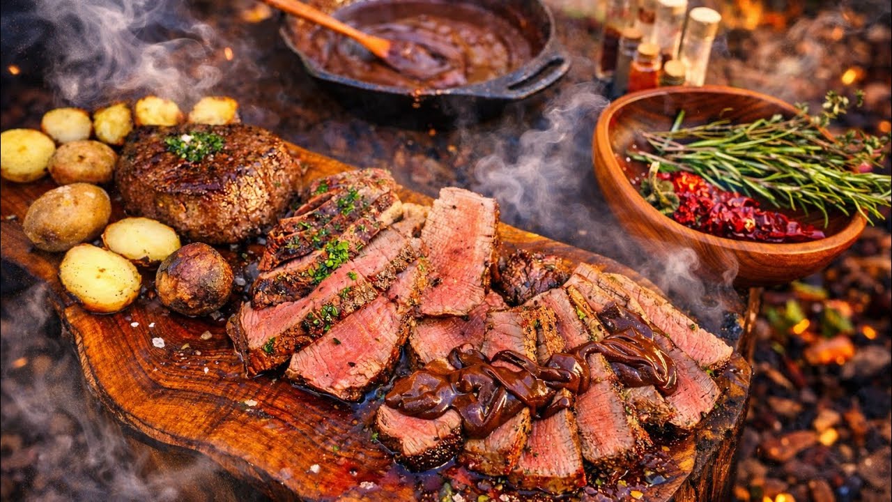 Enjoy a Medium Rare Steak - Cooking Outdoor