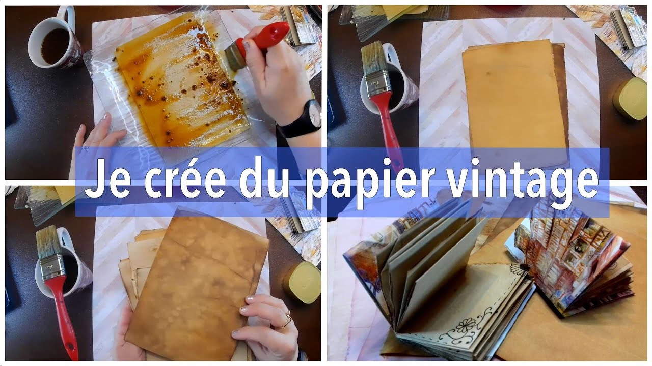 Papier vintage fait maison. Avec je réalise un carnet 😜 - YouTube