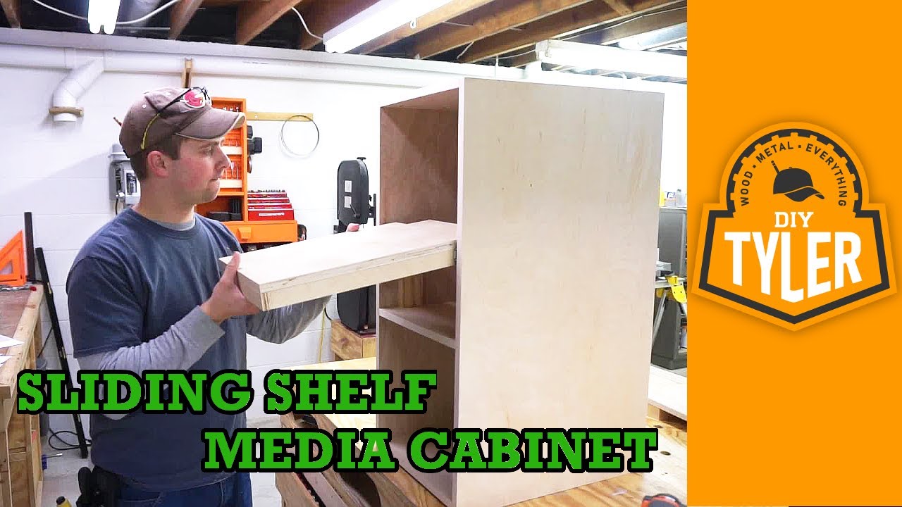 Sliding Shelf Media Cabinet 