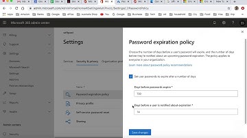 How to set the password expiration policy for office 365 users