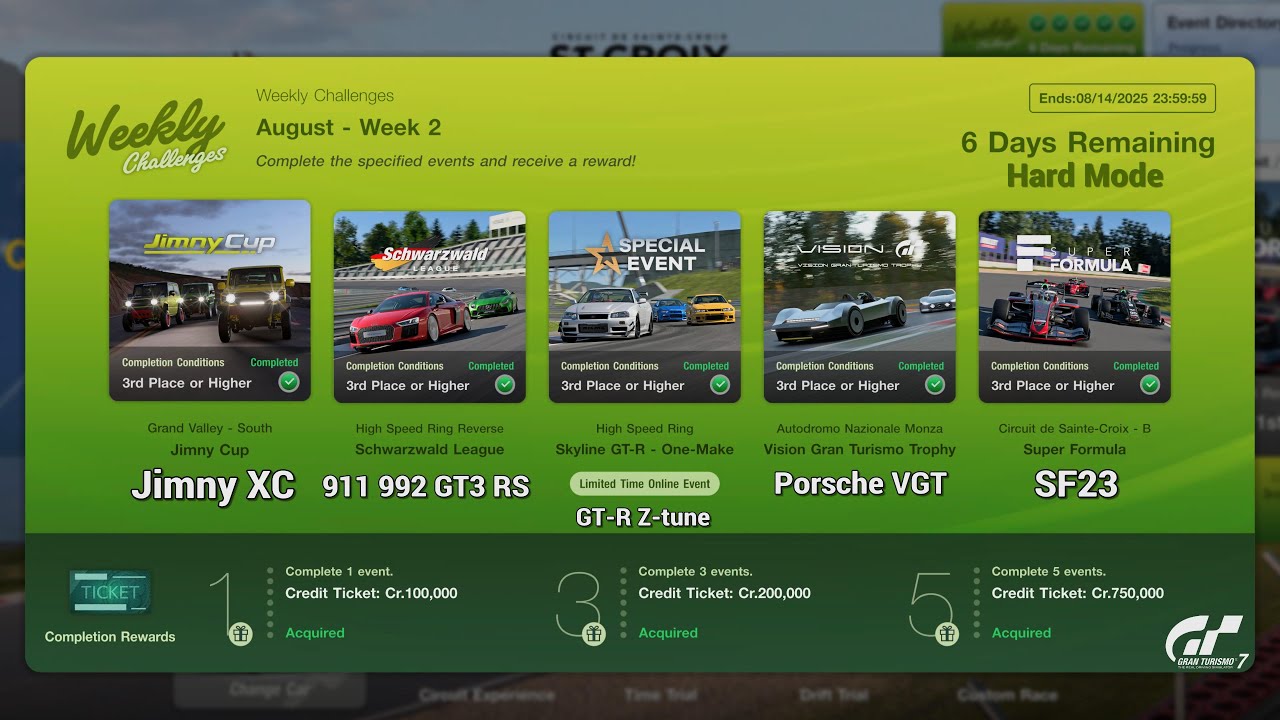 Gran Turismo 7 | Weekly Challenges August 2025 WK.2 - Skyline GT-R & SF at Croix & Cr1,050,000!