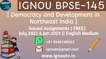 IGNOU BPSE-145 Solved Assignment July 2022 & Jan 2023  [FREE] || IGNOU BAPSH || IGNOU TV || IGNOU ||
