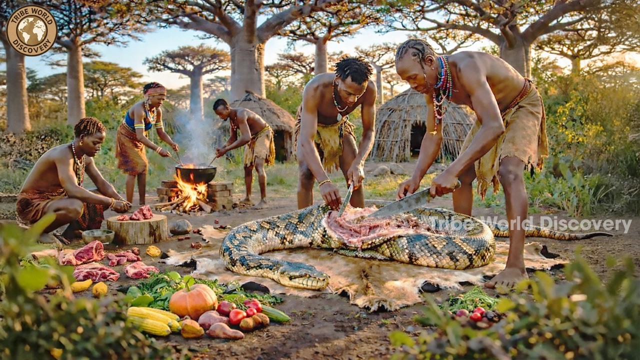 Inside Hadzabe Tribe: Traditional Hunting Of A Giant Python In Africa ...