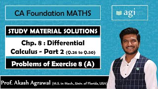 CA Foundation | Differential Calculus | PART 2 | Exercise 8 (A) | Maths | ICAI Module Solutions