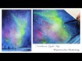 Easy Watercolor Landscape of Northern Light Sky Tutorial for Beginner/ Night Sky/ Step by Step