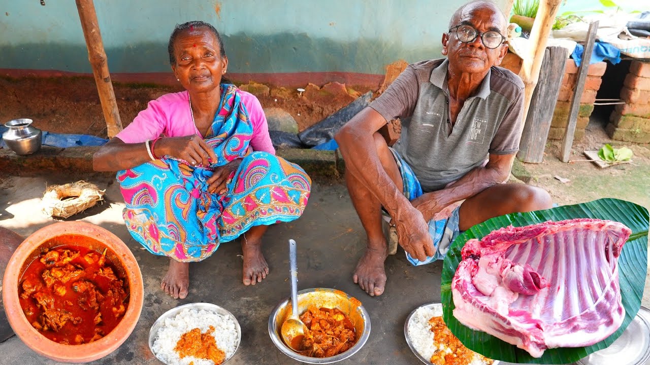 DIWALI SPECIAL MUTTON CURRY | claypot mutton cooking and eating by my grandfather & grandmother |