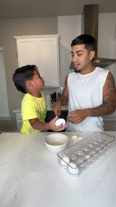 Dad cracks egg on sons head then mom does this #shorts
