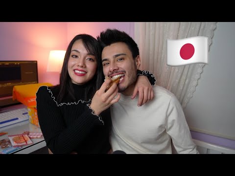 Tasting Japanese snacks with my Brother 🇯🇵  Q&A in Japanese🍬 [ENG SUBS]