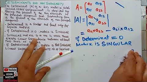 Determinant and non singularity. Linear algebra or Matrix algebra #NTA #NetEconomics #JRF #IES #SET