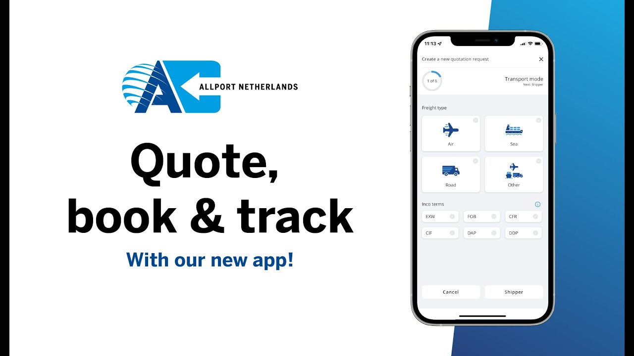 Quote, Book & Track app Allport Netherlands