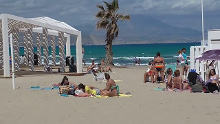 Playa de San Juan. España. Alicante. Пляж Сан Хуан, Испания, Аликанте. 6 мая.