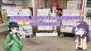 an overdue manga unboxing & novel review!! (50+ volumes)