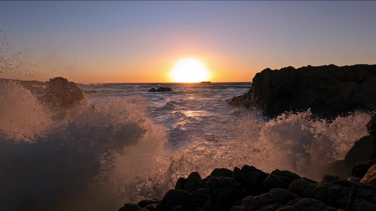 Beautiful Epic King Tide Waves - Sunset, Nature, Meditation, Stress Relief, Relaxing, Calming 4K UHD