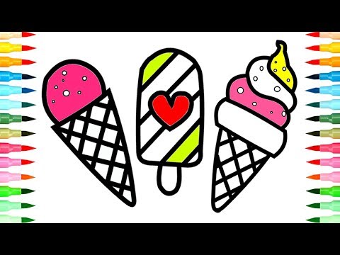 How to Draw Ice Cream Coloring Page for Kids | Ice Cream Coloring Book for Children | Learn Colors