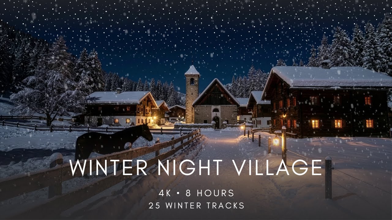 Winter Night Village ❄️ 4K Celtic Winter Solstice Music • 8 Hours Sleep Ambience • Medieval Calm