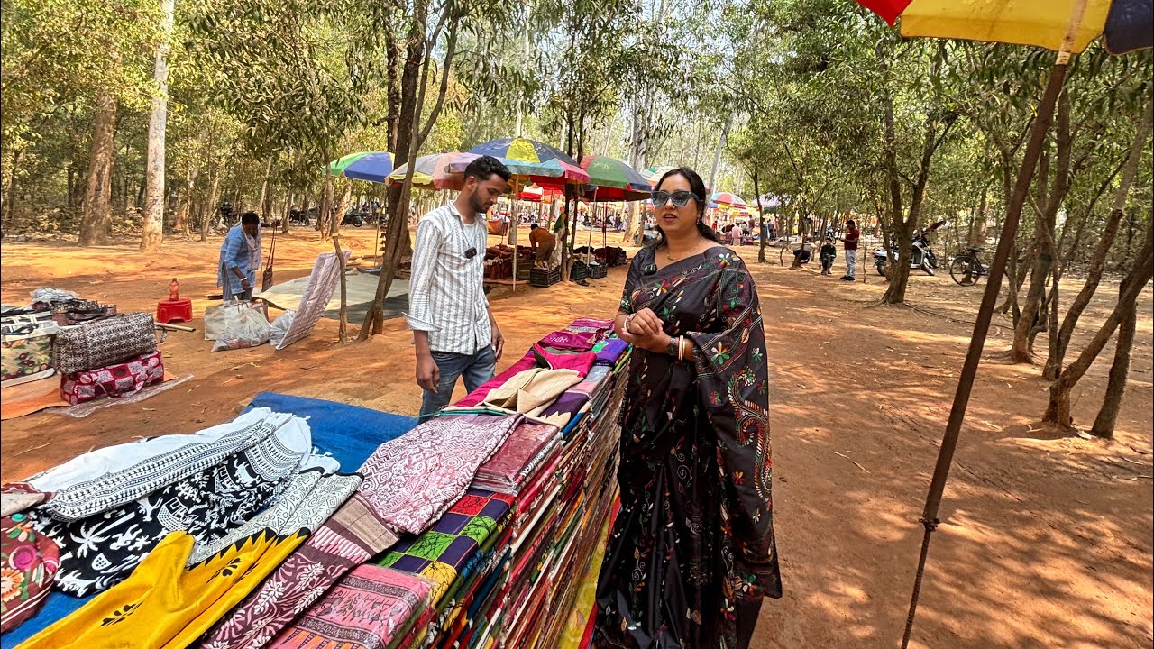বসন্তের আগমন সোনাঝুরি হাট শান্তিনিকেতন #bolpur  #kanthastitchsaree #blousedesign #handmadebags 