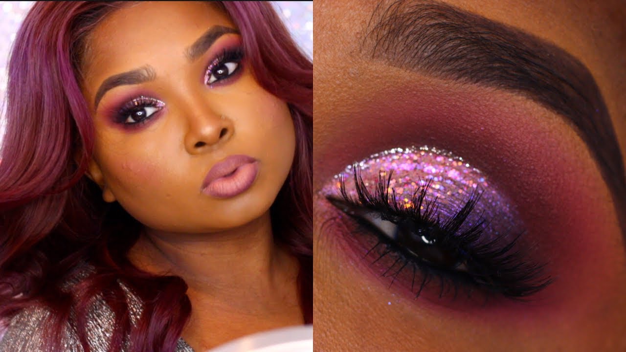 FULL FACE MAKEUP TUTORIAL Holiday Glitter Glam ft Nadula Hair YouTube