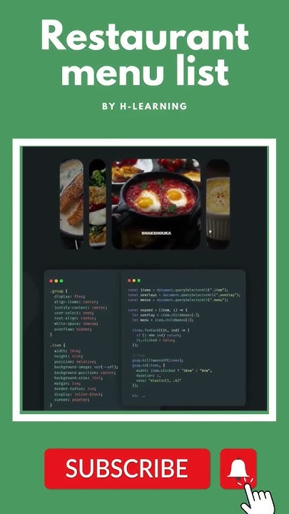 restaurant menu#javascript #html #tutorial - YouTube