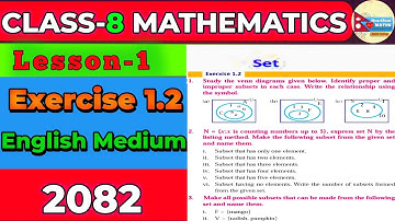Class 8 Math Exercise 1.2 Solution English Medium | Class 8 Math Chapter 1 Set Exercise 1.2 Solution