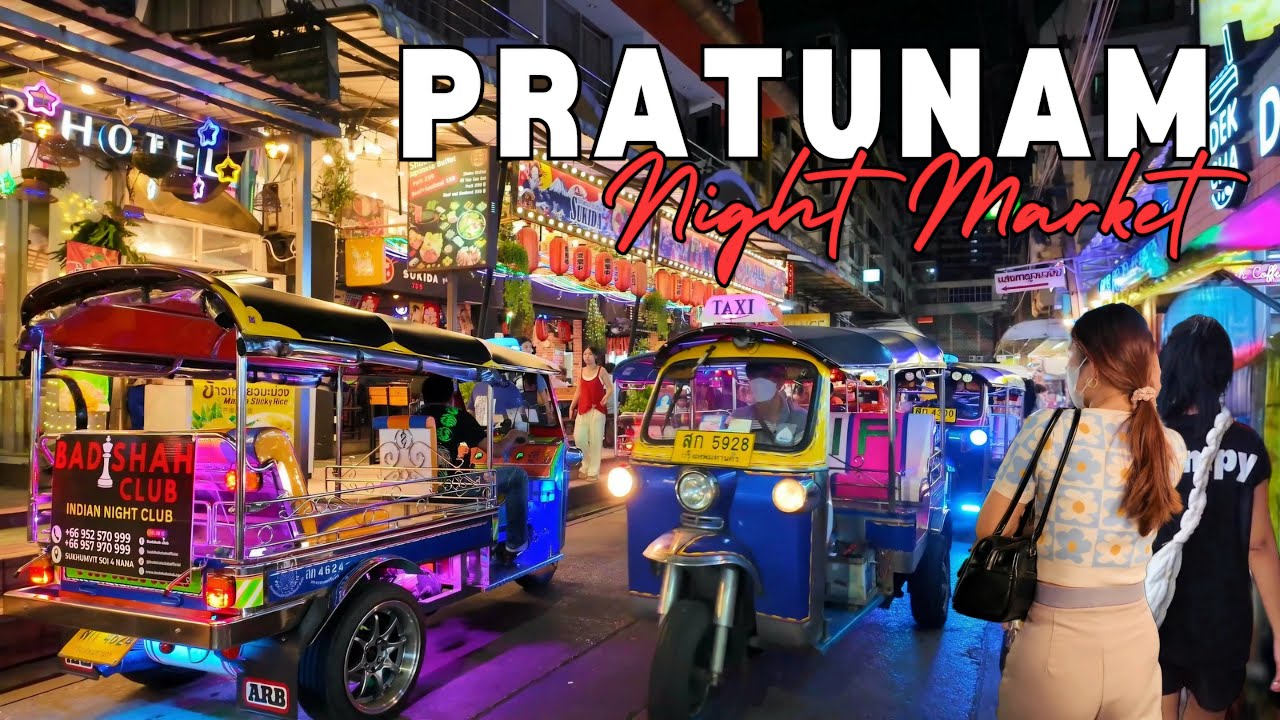 [4K UHD] Walking around Pratunam Night Market in Bangkok (Night Shopping & Street Food)