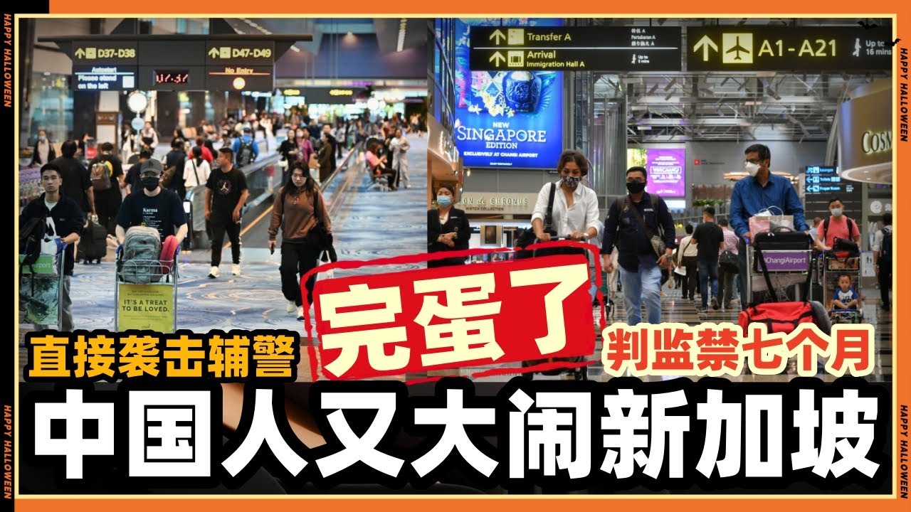 Китайские туристы устроили беспорядки в аэропорту Сингапура, напав напрямую на сотрудников вспомо...