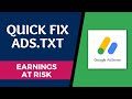 Fix Ads.txt "Earnings at Risk" Google Adsense Error (2019)