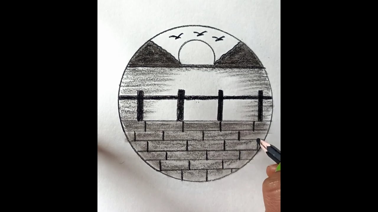 Pencil Shading Circle Scenery Drawing 🙂