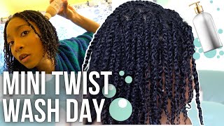 How I WASH my NATURAL HAIR in TWISTS (Mini Twists) | JaiChanellie