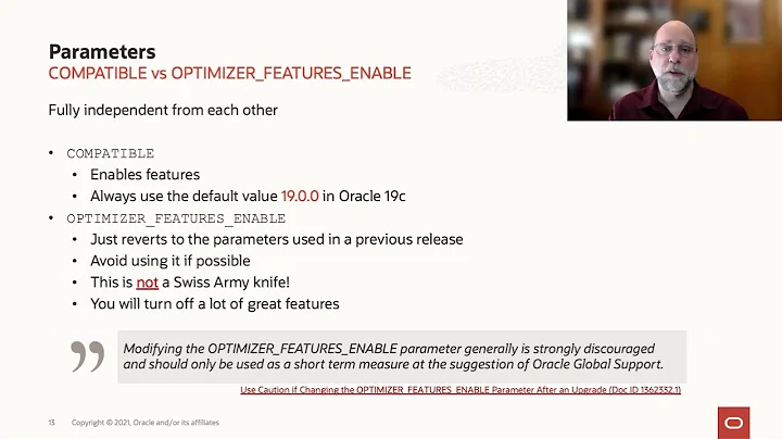 The battle: COMPATIBLE vs. OPTIMIZER_FEATUR...