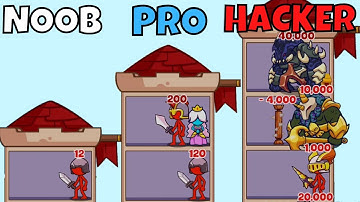 NOOB vs PRO vs HACKER in Stick Hero: Mighty Tower Wars