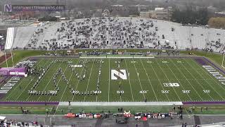 The northwestern university "wildcat" marching band performs their
#nuseniorday pregame show prior to vs. illinois football game on
november...